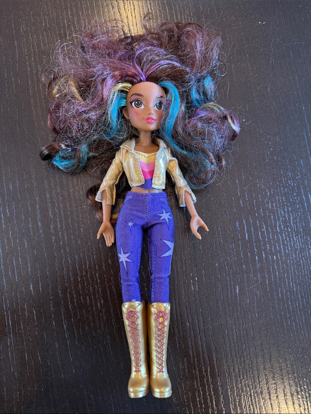 Unicorn Academy Colorful Sophia Doll with Purple Star Pants and Gold Boots